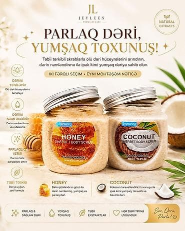 Jeyleen Premium Care – Sherbet Body Scrub seriyası Təbii
