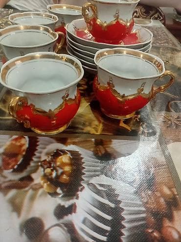 çay servizi: Çay dəsti, rəng - Qırmızı, Farfor — 1