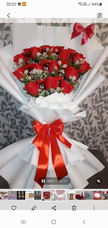 saxta baba ve qar qiz sekilleri: Məhsul: Şokoladlı güllərdən hazırlanmış buket Təsvir: - Qırmızı — 1