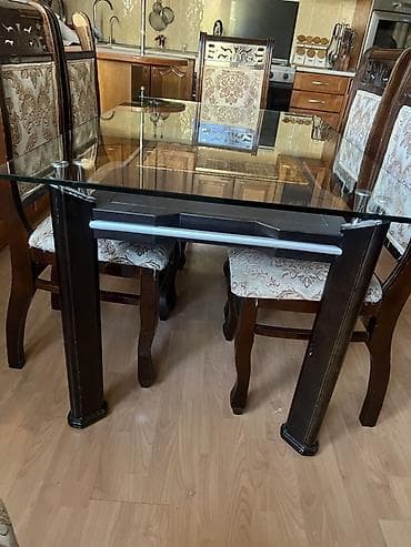 balkon masasi: Mətbəx üçün, Açılmayan, Dördbucaq masa, 6 stul — 5