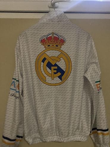 adidas salvar: Real Madrid zipli jaket - Rəng: ağ, boz naxışlı desen - Ön hissə: tam — 1