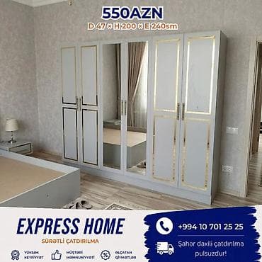 Yeni, 6 qapı, Güzgülü, Açılan, Düz dolab