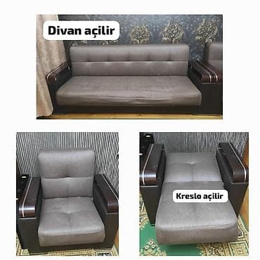 divan krislo: İşlənmiş, Divan, 2 kreslo, Açılan — 1