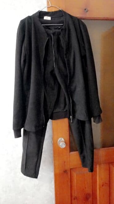 флисовые мужские спортивные костюмы: İdman dəsti, L, rəng - Qara — 1