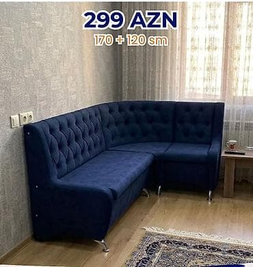 Mavi rəngdə künc divan - Ölçü: 170 sm + 120 sm (L formalı) - Yumşaq lalafo.az -da Mavi rəngdə künc divan - Ölçü: 170 sm + 120 sm (L formalı) - Yumşaq