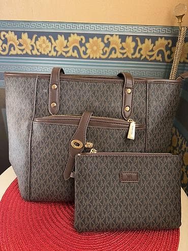 Çantalar: MK monoqramlı qadın çantası seti - Model: böyük tote çanta + uyğun — 1
