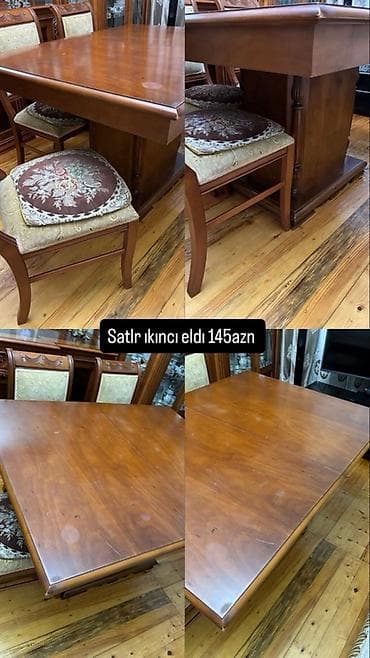 Ağac yemək masası - Material: tam ağac, klassik üslub - Forma
