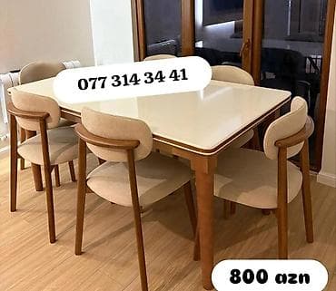 Yemək otağı üçün masa və 6 ədəd stul dəsti. - Masa: düzbucaqlı lalafo.az -da Yemək otağı üçün masa və 6 ədəd stul dəsti. - Masa: düzbucaqlı