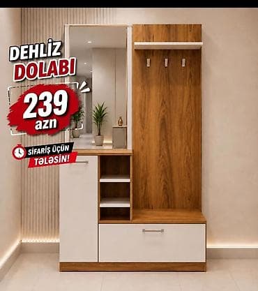 şifonerler: Dehliz dolabı – 239 AZN - Müasir, iki rəngli dizayn: ağ və təbii ağac — 1
