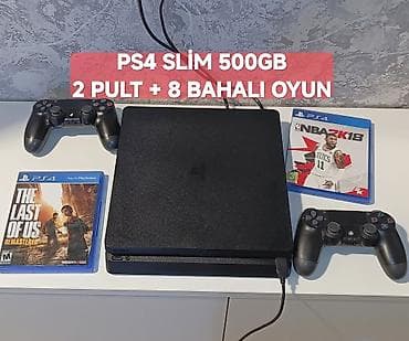 Ps4 slim 500gb 2 pult 8 bahalı oyun(2disk) İdeal, təzə kimi, zavod