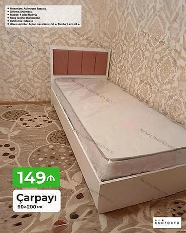 intex matras: Məhsul: Tək nəfərlik çarpayı Ölçü: 90×200 sm Xüsusiyyətlər: - — 1