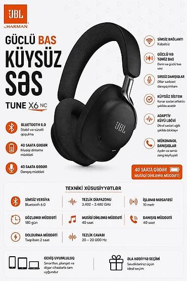 qulaqcıq bluetooth: Yeni Simsiz (Bluetooth) Qulaqcıqlar, JBL, rəng - Qara — 1