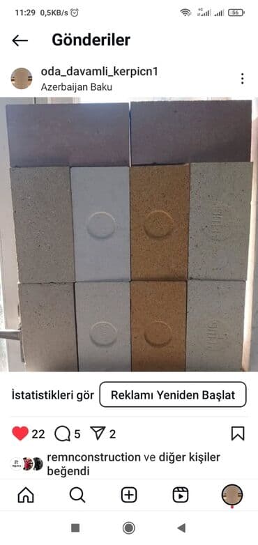 купить кирпич в баку: Oda davamlı, hər növdə hər ölçüdə istənilən rəngdə kərpiclər. içi — 13
