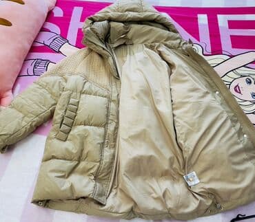 детская верхняя одежда: Uşaq qış gödəkçəsi – boz-bej rəngli, kapüşonlu, uzun model — 2