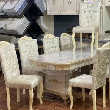 parket topdan satis: Qonaq otağı üçün, Yeni, Açılan, Dördbucaq masa, 6 stul — 7