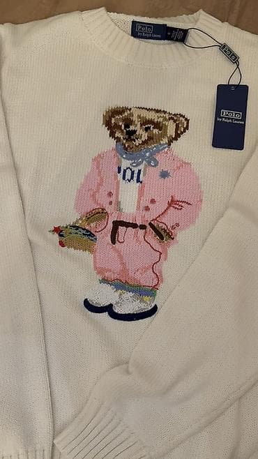 ag papaq: Sviter, Ralph Lauren, M, rəng - Ağ — 2