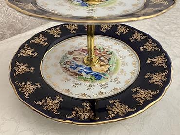 cay qabi: Tort və şiriniyyat qabı, rəng - Göy, Farfor — 2