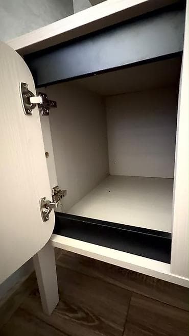 Minimalist iş masası və üst divar rəfi dəsti - Rəng: açıq bej (ağac — 3
