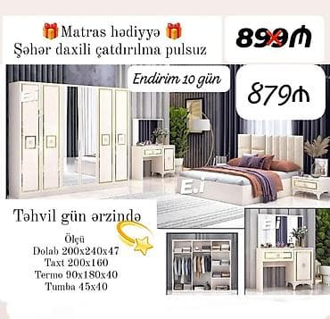 Yataq otağı dəsti – endirimli Dəst tərkibi və ölçülər: - Dolab