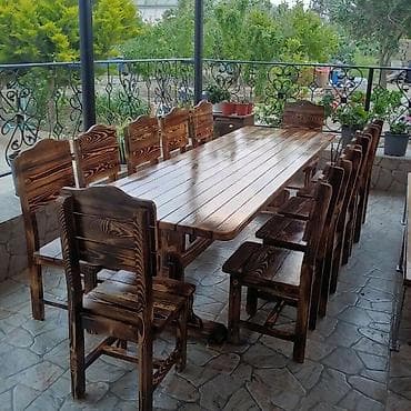 restoran masa: Qonaq otağı üçün, Açılmayan, Dördbucaq masa, 8 stul — 3