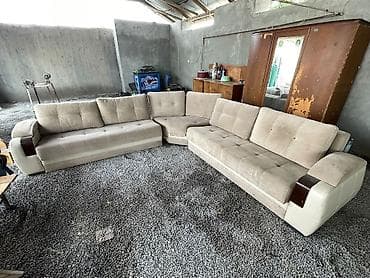 ucuz pərdələr: Bej rəngli L formalı divan dəsti - 3 moduldan ibarət böyük L formalı — 3
