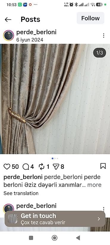 daraq dekor: 3 pecere ucun dekor məxməri dəbdəbəli pərdələr. - Material: yumşaq — 1