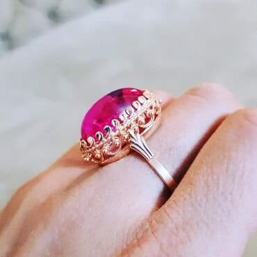 yaqut qaşlı üzük: Toy, Üzük, Çəhrayı qızıl, 583 Əyar, Yaqut — 3