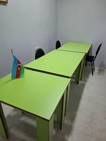 стол для совещаний: Tədris/Ofis mebelləri dəsti - Yaşıl rəngli 4 ədəd düzbucaqlı masa — 1