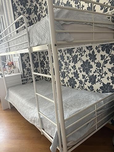 Oğlan və qız üçün, İşlənmiş, Çarpayı, Matras ilə, Siyirməsiz, Dəmir — 1