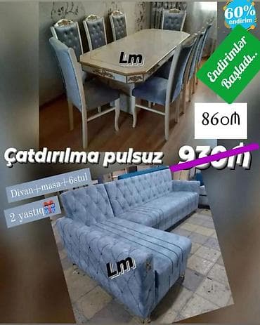 yumuru masa: Divan + Masa dəsti👑 Sifarişlə hazırlanır. Dəst şəkildə : 860₼ — 1