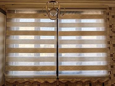 maqnit setka perde: Zebra jalüz pərdə dəsti eni 215sm uzunu 165sm - Rəng: krem/bej tonları — 3