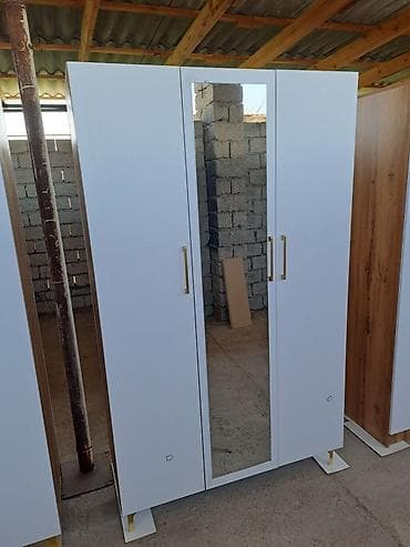 qedimi skaf: 3 qapılı, Güzgülü, Ağ, Taxta, Açılan, Düz dolab — 2