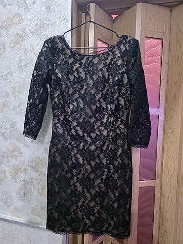 Sviterlər: Qara krujeva kokteyl donu - Model: dar siluetli, dizə yaxın uzunluq - — 1