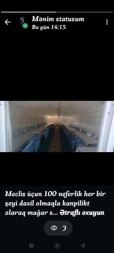 giriş qapıları: Məclis üçün 100 nəfərlik komplekt kamp (çadır) zalı – hər şey daxil — 2