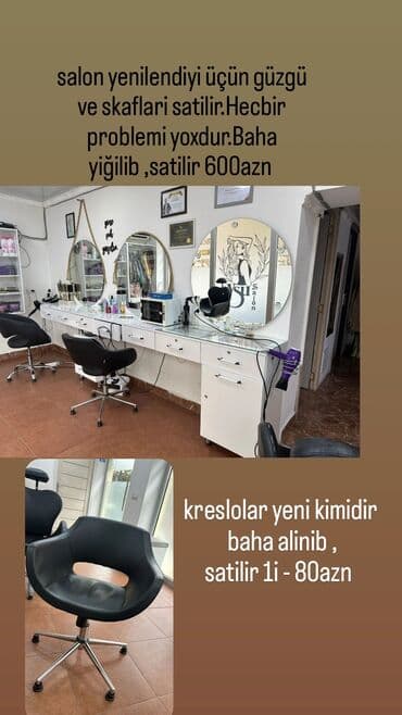 bərbər kreslosu: Salon üçün mebel və avadanlıq dəsti - Güzgü və skaflar: salon — 2