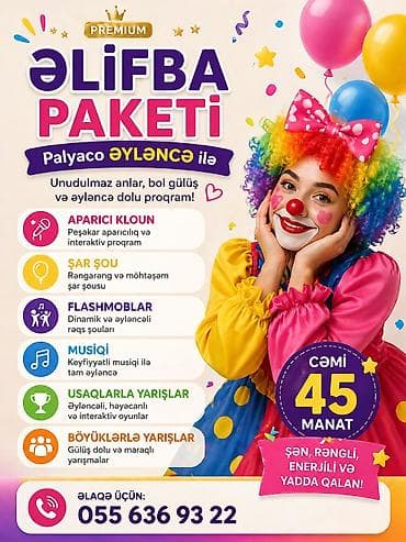 Аниматоры: Peşəkar kloun animator xidməti ✔️ Əyləncəli oyunlar ✔️ Rəqslər və — 6