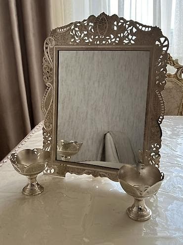 dekor guzgu: Güzgü Masaüstü, Kvadrat, Makiyaj üçün, Naxışlı — 2