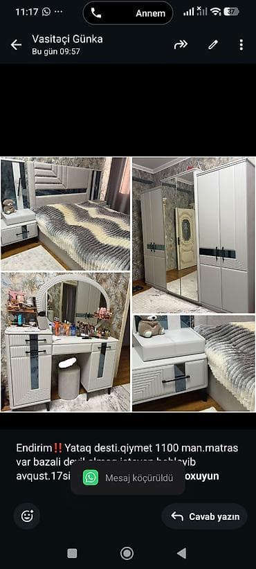 mebel alan: Endirim‼️Yataq desti.qiymet 1100 man.matras var bazali deyil.almaq — 1