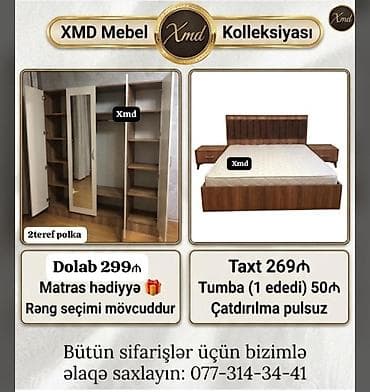 XMD Mebel Kolleksiyası – yataq otağı dəsti - Dolab – 299₼ • 3