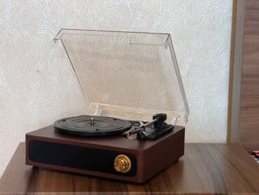 Yeni retro patefon Yenidir. Qapağında çat var Əsas xüsusiyyətlər