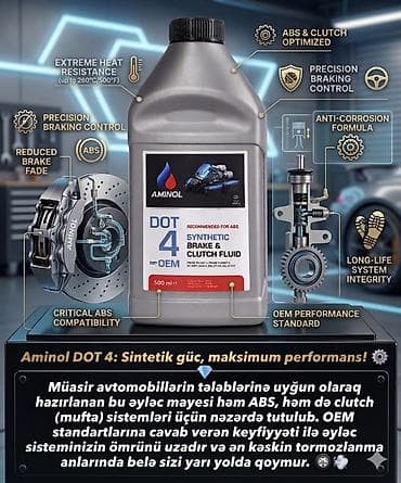 Aminol DOT 4 – Maksimum Təhlükəsizlik və Əyləc Performansı! (Zavoddan