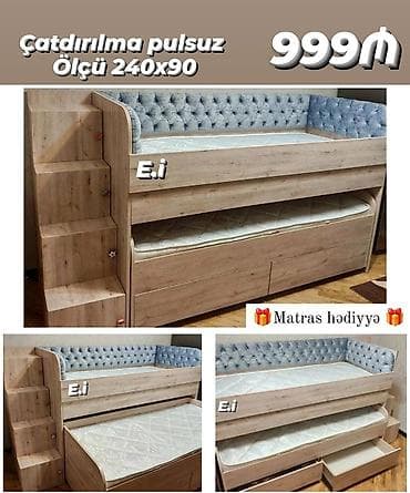 Oğlan və qız üçün, Çarpayı, Matras ilə, Siyirməli, MDF