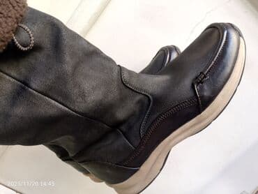 qadın qış ayaqqabıları: Qış çəkmələri - Rəng: qara (altlıq bej rəngli) - Material: yumşaq üst — 5