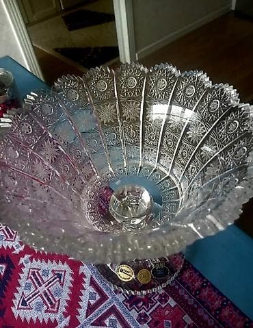 meyve qablari: Tom Bohemia kəsimli kristal ayaqlı meyvə/qənd qabı - Material: 24% — 3