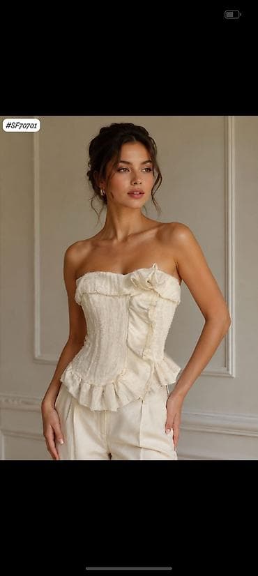 Şəxsi əşyalar: Model: SF70701 Kadın straplez korset-top - Romantik volan detalları — 3