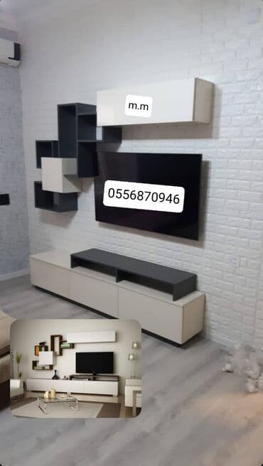 kombi şkaf: Yeni, Düz TV altlığı, Polkalı, Laminat, Azərbaycan — 6