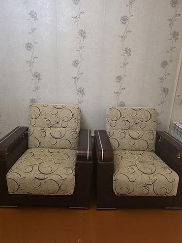 Мебель: Б/у, Кресло, Ткань — 1