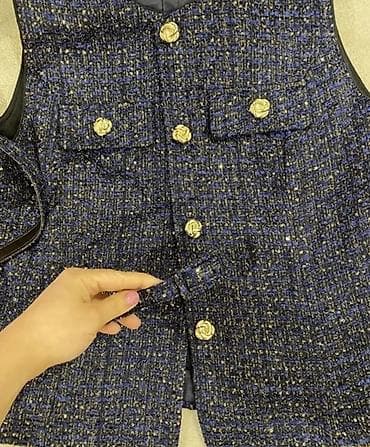 jiletler: Heç geyinilməyib M razmer Tvid qadın jileti – tünd göy və qara — 2