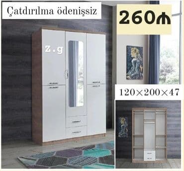 utu dolabı: Açılan, 3 qapılı Düz dolab, Qarderob, paltar dolabı — 1