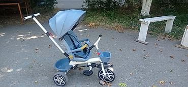Велосипеды: Uşaq üçtəkərli velosipedi – valideyn tutacaqlı model - Rəng: mavi/boz — 1
